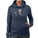 Sidney Maurer Original Portrait Of Neil Diamond Singing Womens Hooded Sweatshirt - Small / Navy Blue - Womens Hooded Sweatshirt