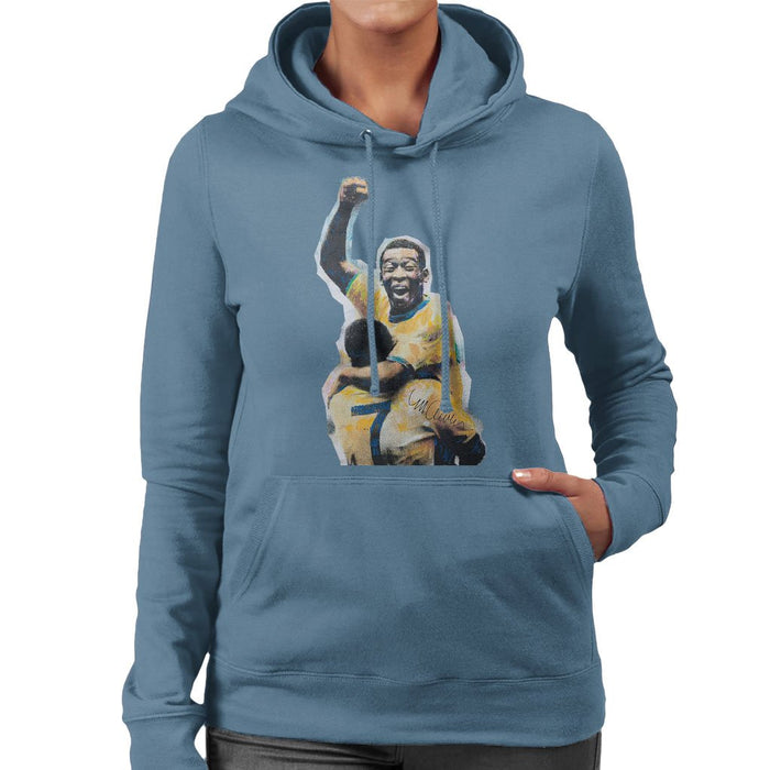 Sidney Maurer Original Portrait Of Pele Womens Hooded Sweatshirt - Womens Hooded Sweatshirt