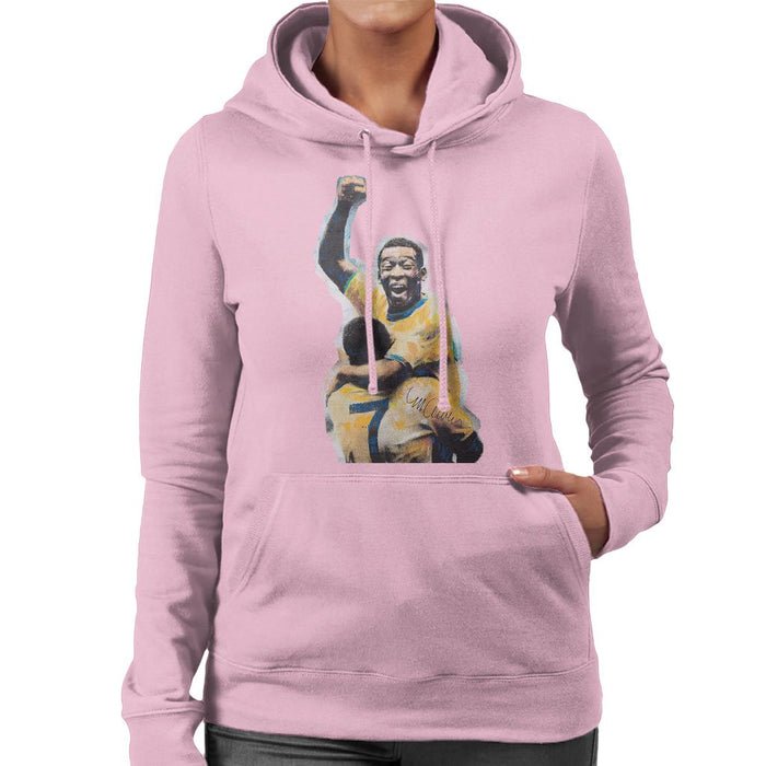 Sidney Maurer Original Portrait Of Pele Womens Hooded Sweatshirt - Small / Light Pink - Womens Hooded Sweatshirt