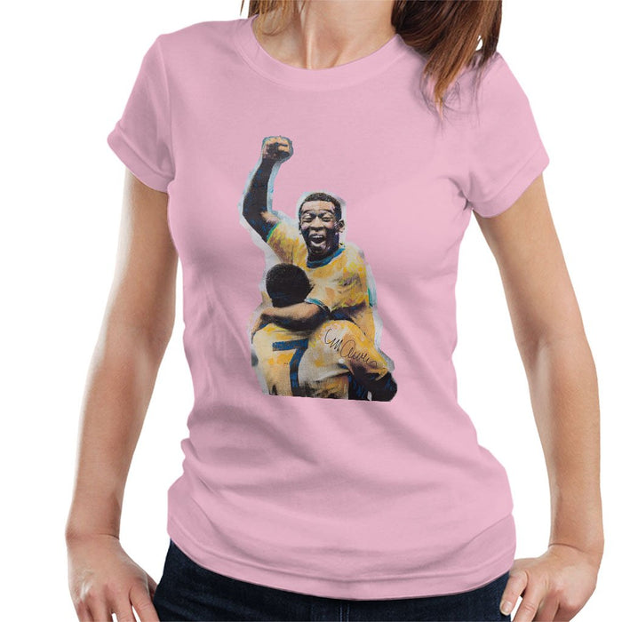 Sidney Maurer Original Portrait Of Pele Womens T-Shirt - Small / Light Pink - Womens T-Shirt