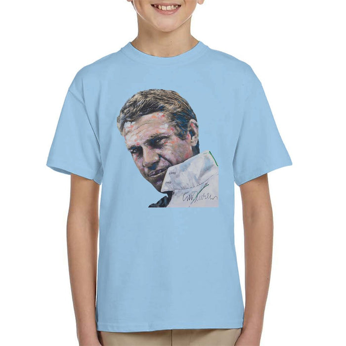 Sidney Maurer Original Portrait Of Steve McQueen Kids T-Shirt - Kids Boys T-Shirt