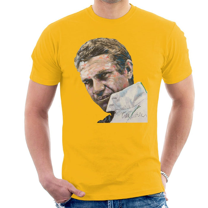 Sidney Maurer Original Portrait Of Steve McQueen Mens T-Shirt - Small / Gold - Mens T-Shirt