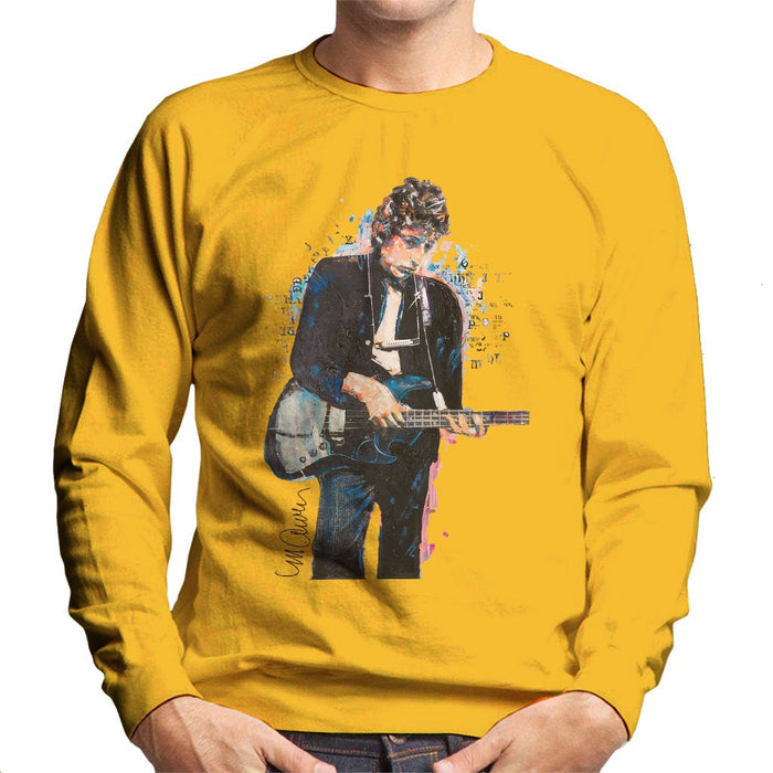 Sidney Maurer Original Portrait Of Bob Dylan On Bass Mens Sweatshirt - Small / Gold - Mens Sweatshirt