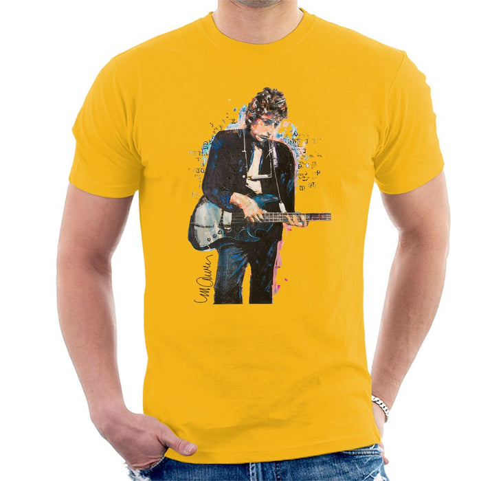 Sidney Maurer Original Portrait Of Bob Dylan On Bass Mens T-Shirt - Small / Gold - Mens T-Shirt