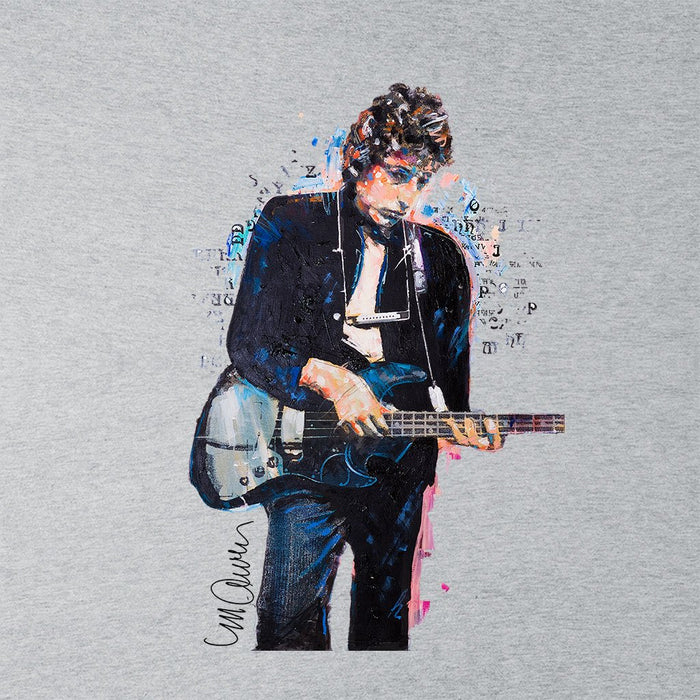 Sidney Maurer Original Portrait Of Bob Dylan On Bass Mens Baseball Long Sleeved T-Shirt - Mens Baseball Long Sleeved T-Shirt