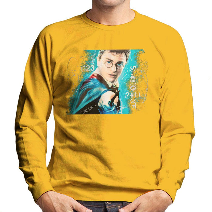 Sidney Maurer Original Portrait Of Daniel Radcliffe Harry Potter Mens Sweatshirt - Small / Gold - Mens Sweatshirt