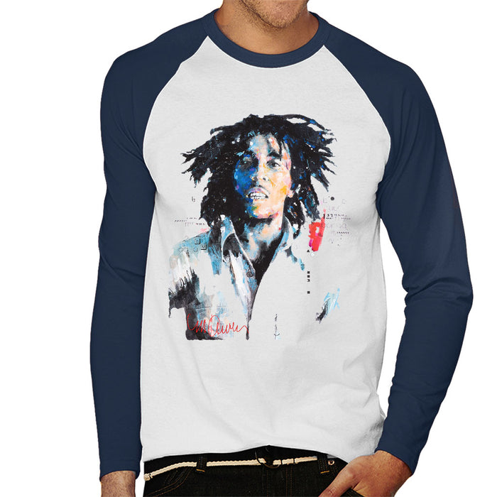 Sidney Maurer Original Portrait Of Bob Marley Men's Baseball Long Sleeved T-Shirt