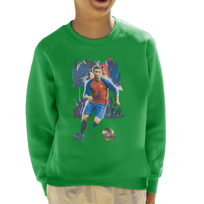 Sidney Maurer Original Portrait Of Cristiano Ronaldo Kid's Sweatshirt
