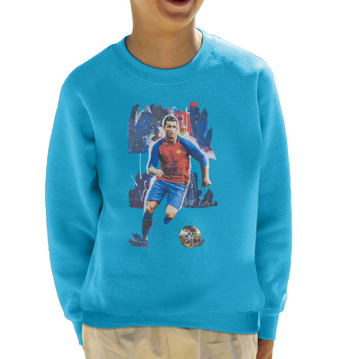 Sidney Maurer Original Portrait Of Cristiano Ronaldo Kid's Sweatshirt