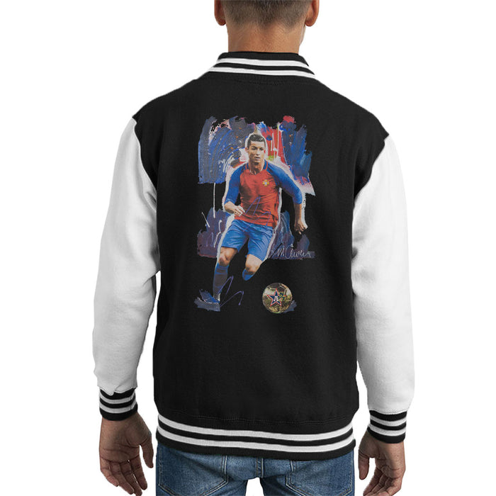 Sidney Maurer Original Portrait Of Cristiano Ronaldo Kid's Varsity Jacket