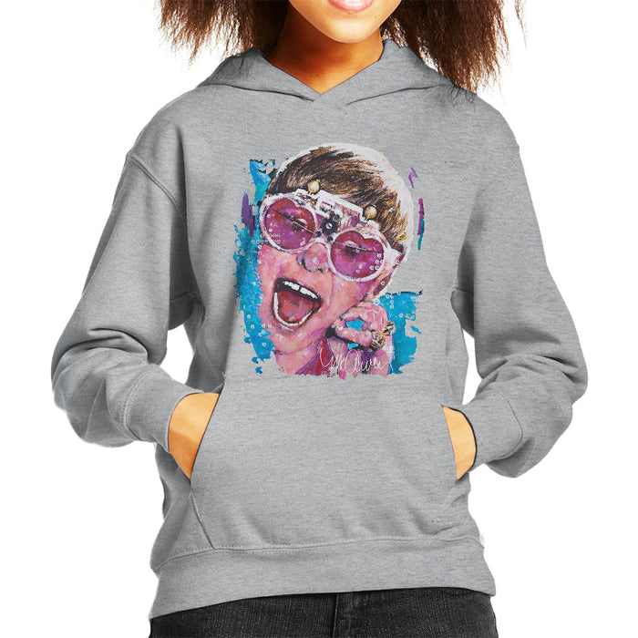 Sidney Maurer Original Portrait Of Elton John Pink Glasses Kid's Hooded Sweatshirt