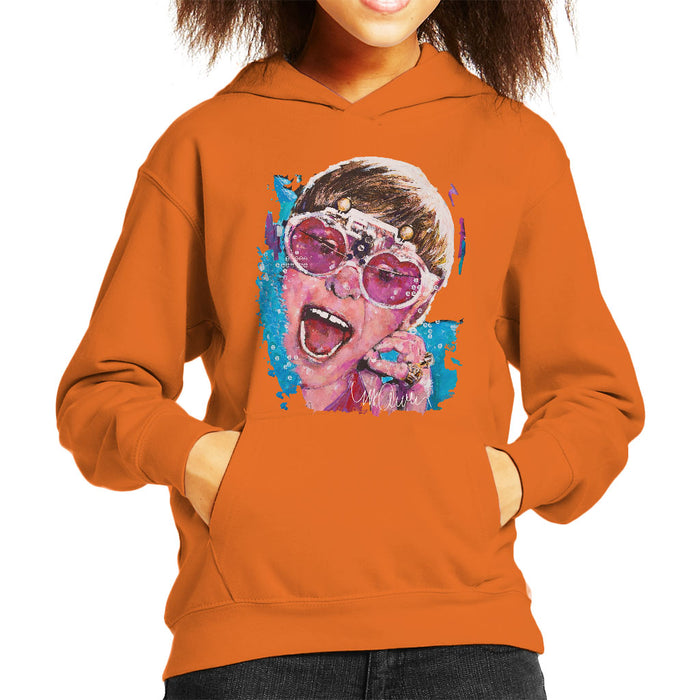 Sidney Maurer Original Portrait Of Elton John Pink Glasses Kid's Hooded Sweatshirt