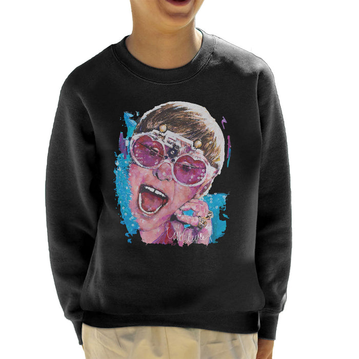 Sidney Maurer Original Portrait Of Elton John Pink Glasses Kid's Sweatshirt