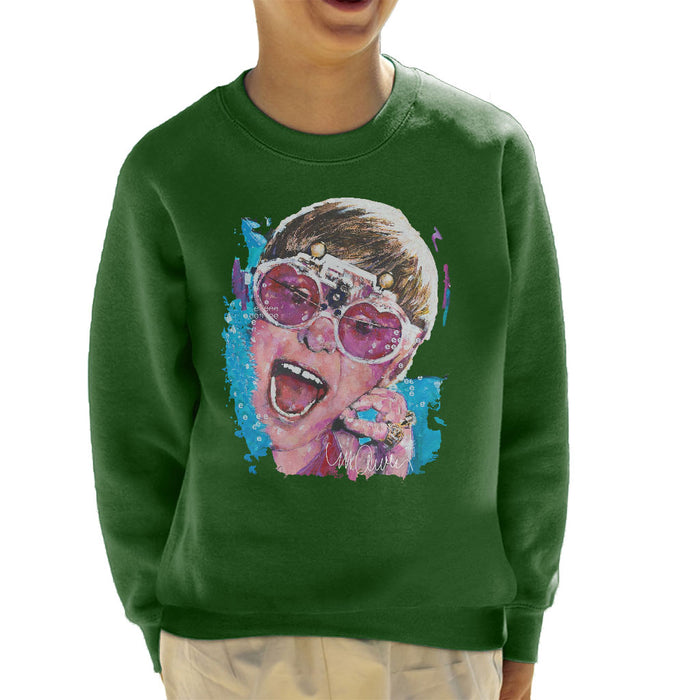 Sidney Maurer Original Portrait Of Elton John Pink Glasses Kid's Sweatshirt