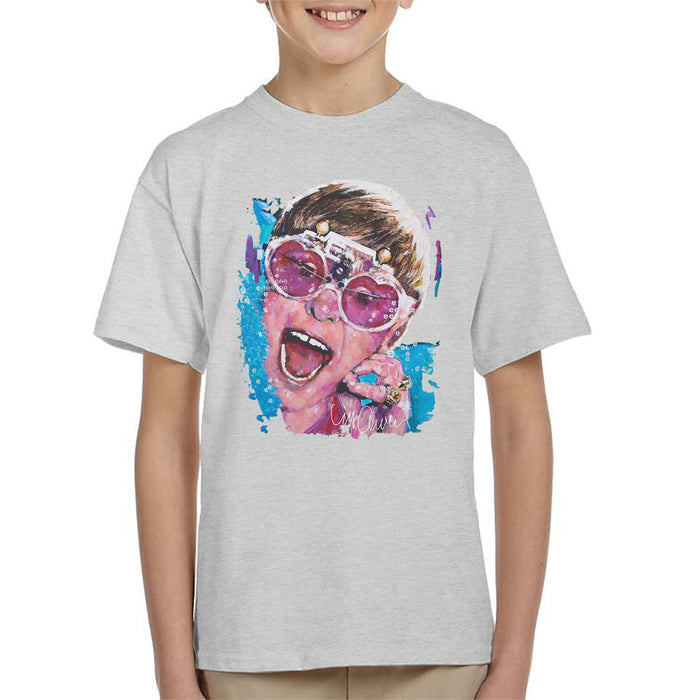 Sidney Maurer Original Portrait Of Elton John Pink Glasses Kid's T-Shirt