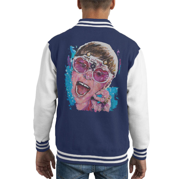 Sidney Maurer Original Portrait Of Elton John Pink Glasses Kid's Varsity Jacket