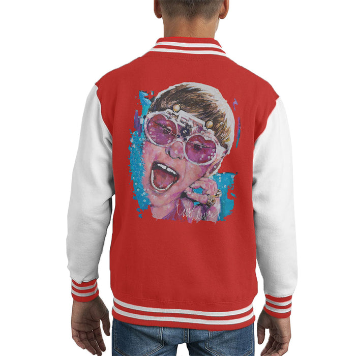 Sidney Maurer Original Portrait Of Elton John Pink Glasses Kid's Varsity Jacket