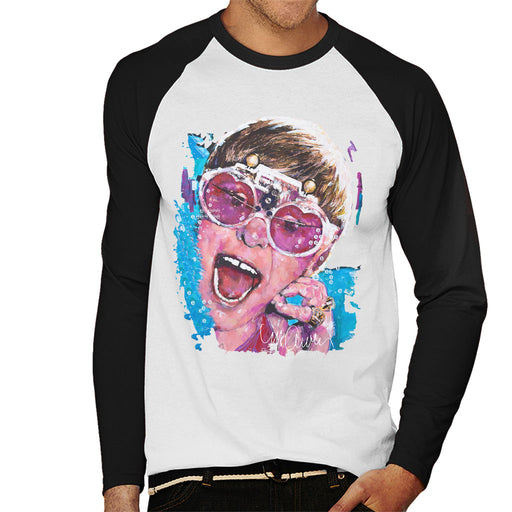 Sidney Maurer Original Portrait Of Elton John Pink Glasses Men's Baseball Long Sleeved T-Shirt