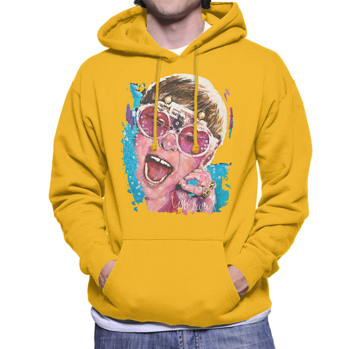 Sidney Maurer Original Portrait Of Elton John Pink Glasses Men's Hooded Sweatshirt