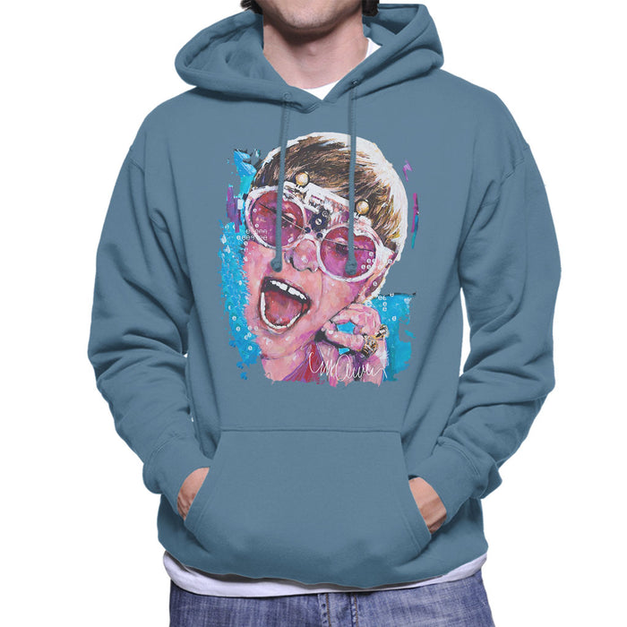 Sidney Maurer Original Portrait Of Elton John Pink Glasses Men's Hooded Sweatshirt