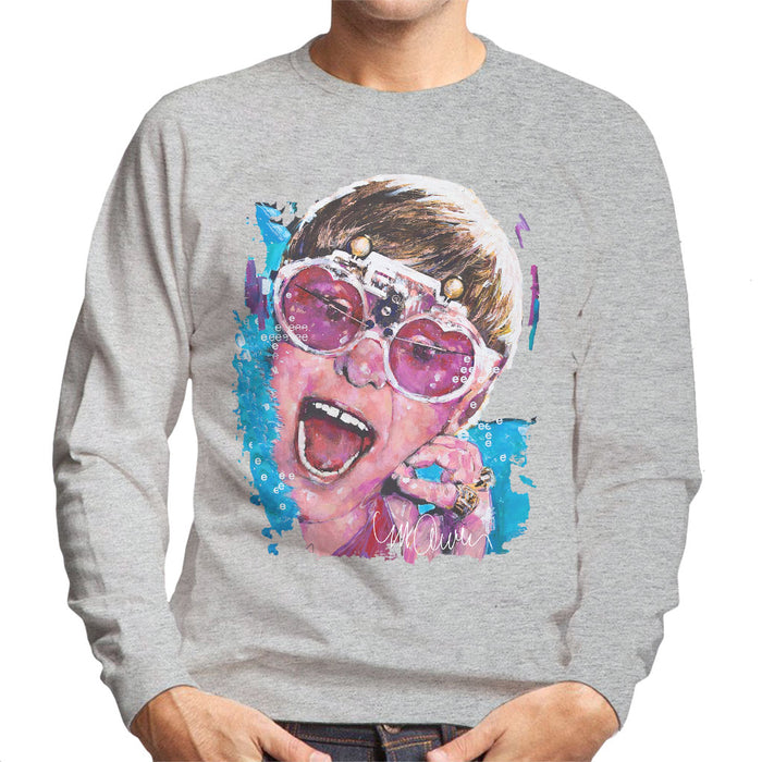 Sidney Maurer Original Portrait Of Elton John Pink Glasses Men's Sweatshirt