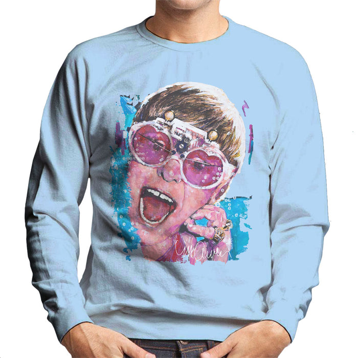 Sidney Maurer Original Portrait Of Elton John Pink Glasses Men's Sweatshirt