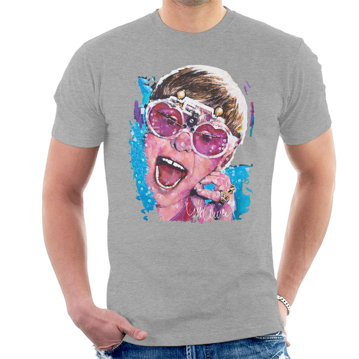 Sidney Maurer Original Portrait Of Elton John Pink Glasses Men's T-Shirt