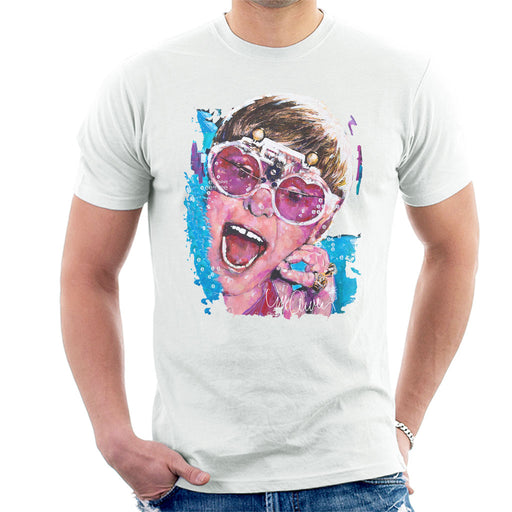Sidney Maurer Original Portrait Of Elton John Pink Glasses Men's T-Shirt