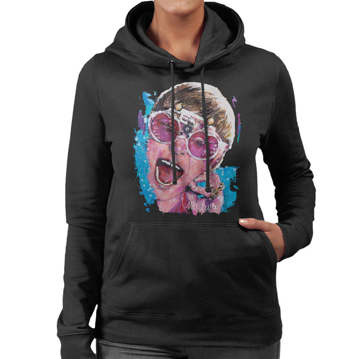 Sidney Maurer Original Portrait Of Elton John Pink Glasses Women's Hooded Sweatshirt