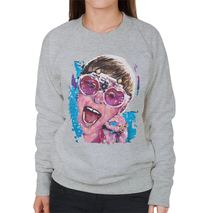 Sidney Maurer Original Portrait Of Elton John Pink Glasses Women's Sweatshirt