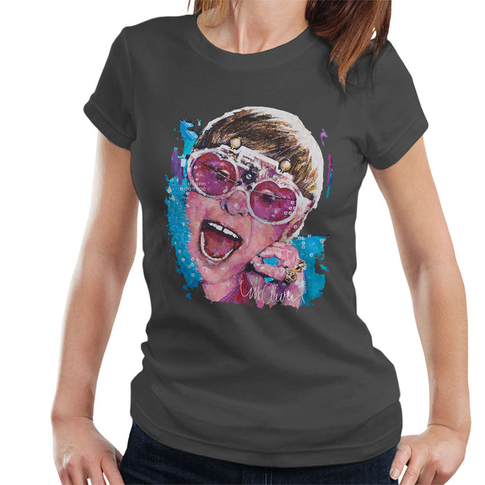 Sidney Maurer Original Portrait Of Elton John Pink Glasses Women's T-Shirt