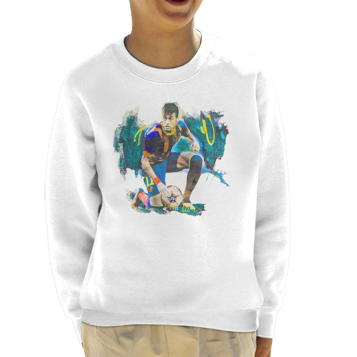 Sidney Maurer Original Portrait Of Neymar Barcelona FC Kid's Sweatshirt