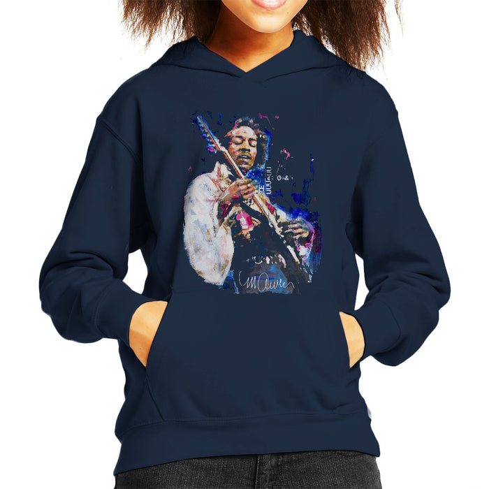 Sidney Maurer Original Portrait Of Jimi Hendrix Kid's Hooded Sweatshirt