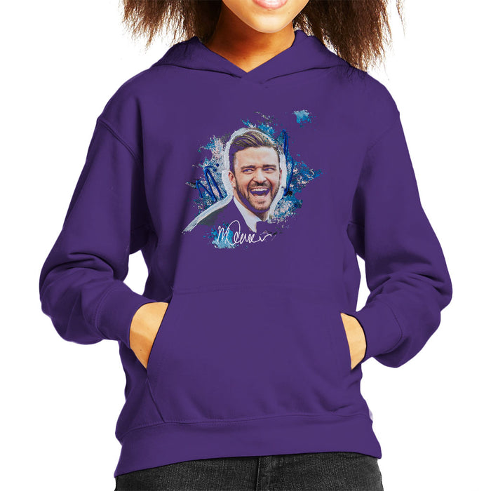 Sidney Maurer Original Portrait Of Justin Timberlake Kid's Hooded Sweatshirt