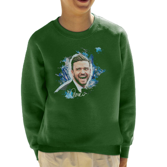 Sidney Maurer Original Portrait Of Justin Timberlake Kid's Sweatshirt