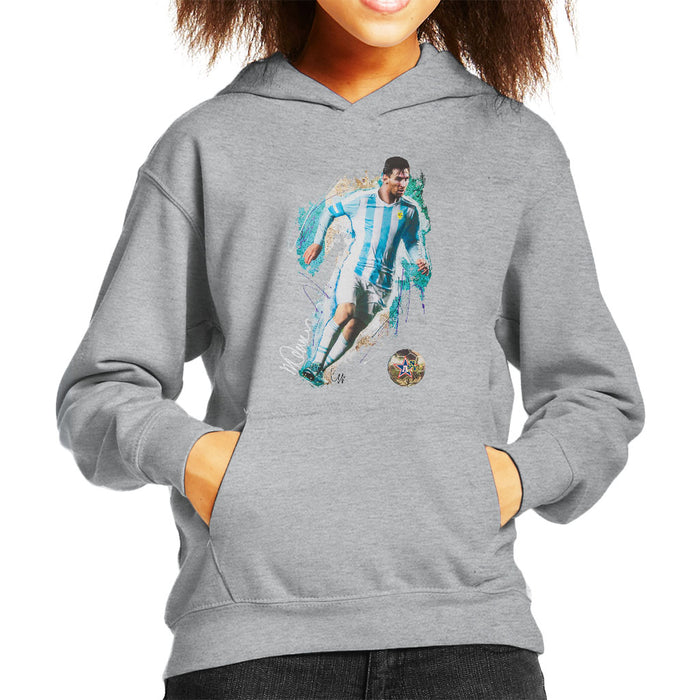 Sidney Maurer Original Portrait Of Lionel Messi Kid's Hooded Sweatshirt
