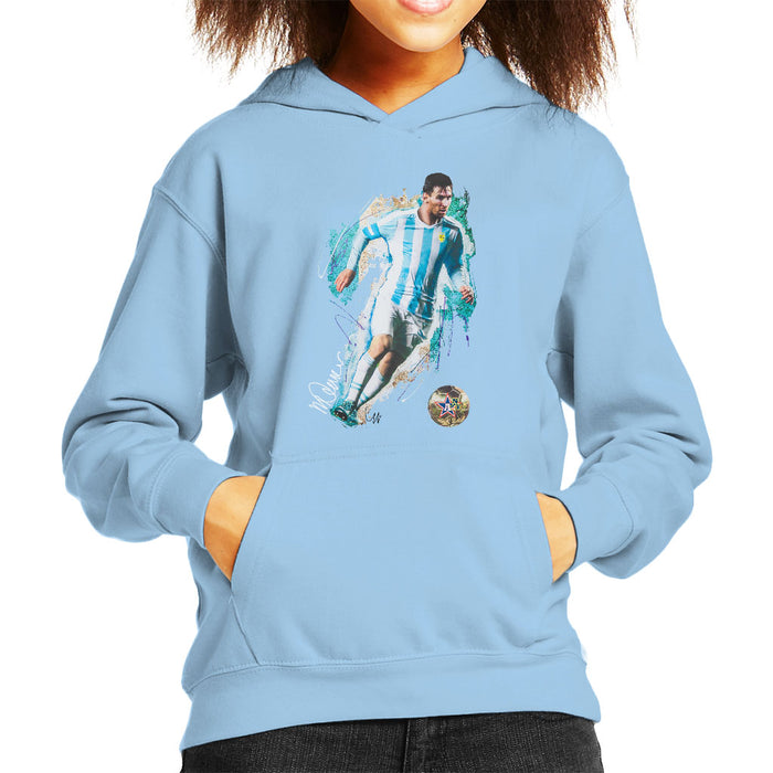 Sidney Maurer Original Portrait Of Lionel Messi Kid's Hooded Sweatshirt