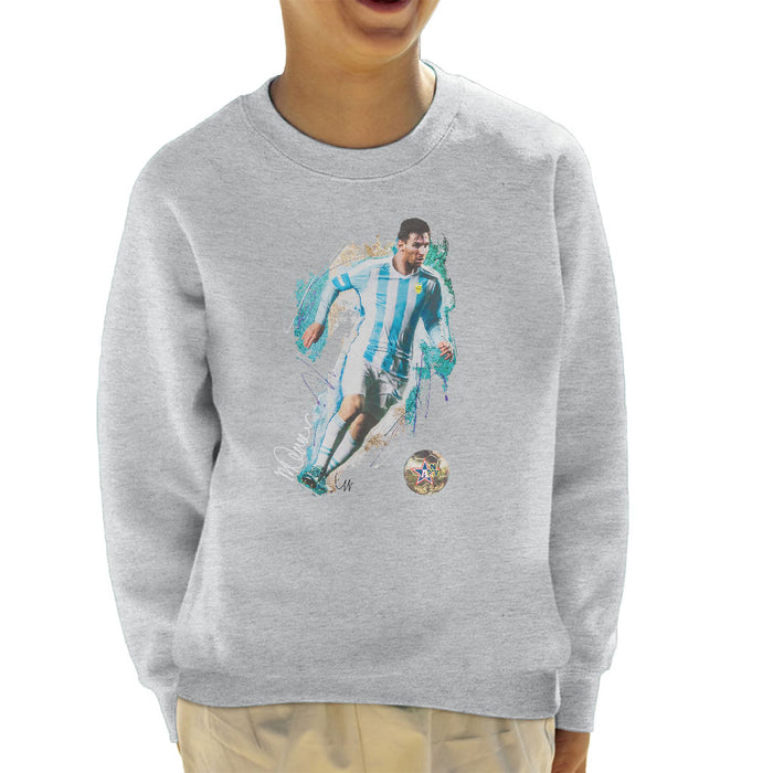 Sidney Maurer Original Portrait Of Lionel Messi Kid's Sweatshirt