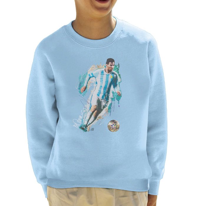 Sidney Maurer Original Portrait Of Lionel Messi Kid's Sweatshirt