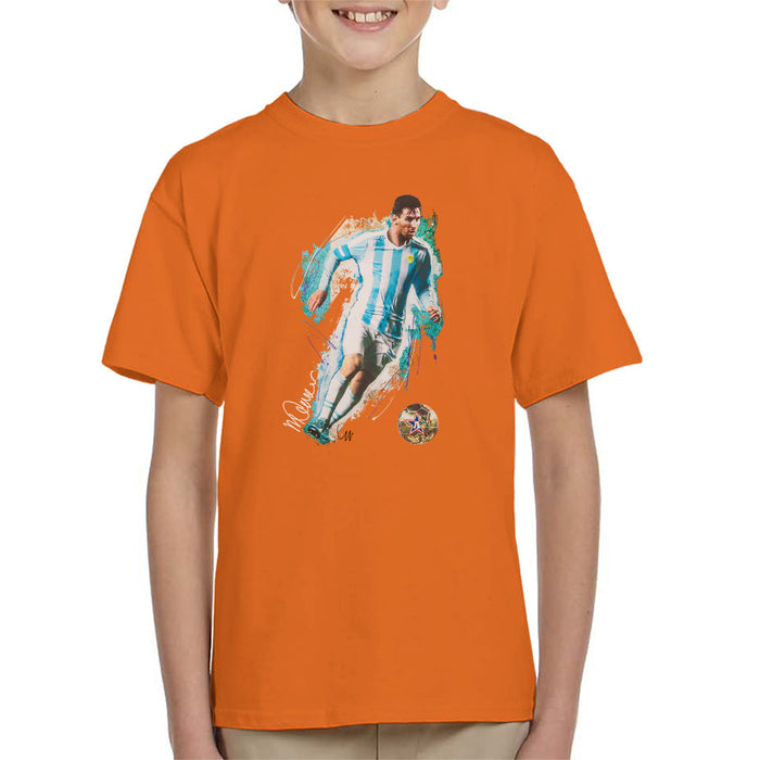 Sidney Maurer Original Portrait Of Lionel Messi Kid's T-Shirt