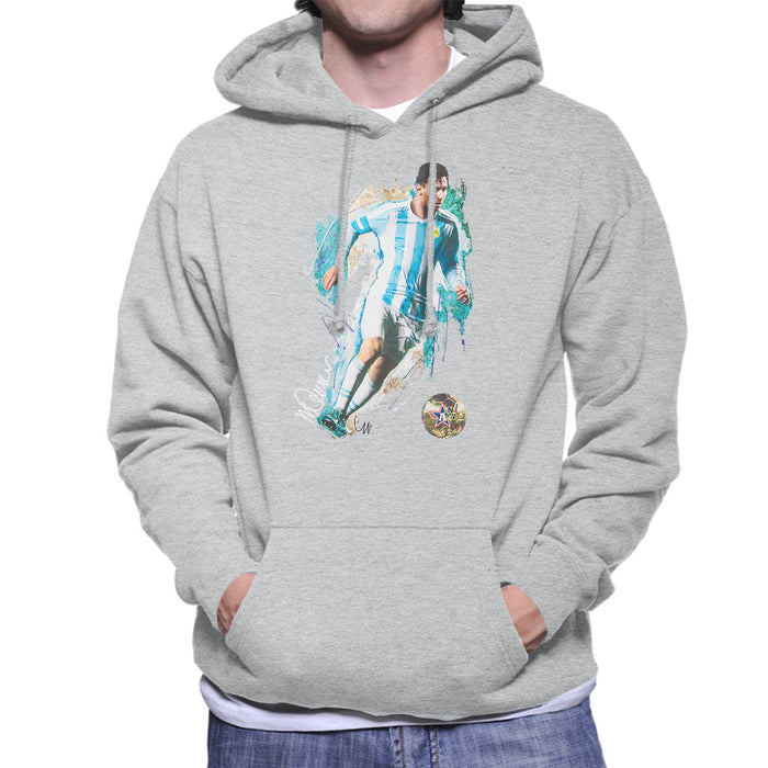 Sidney Maurer Original Portrait Of Lionel Messi Men's Hooded Sweatshirt