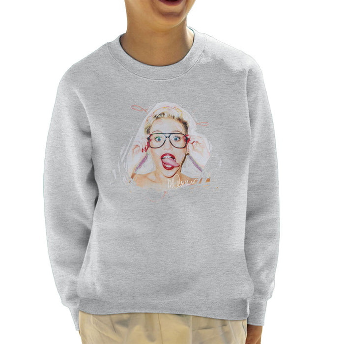 Sidney Maurer Original Portrait Of Miley Cyrus Kid's Sweatshirt