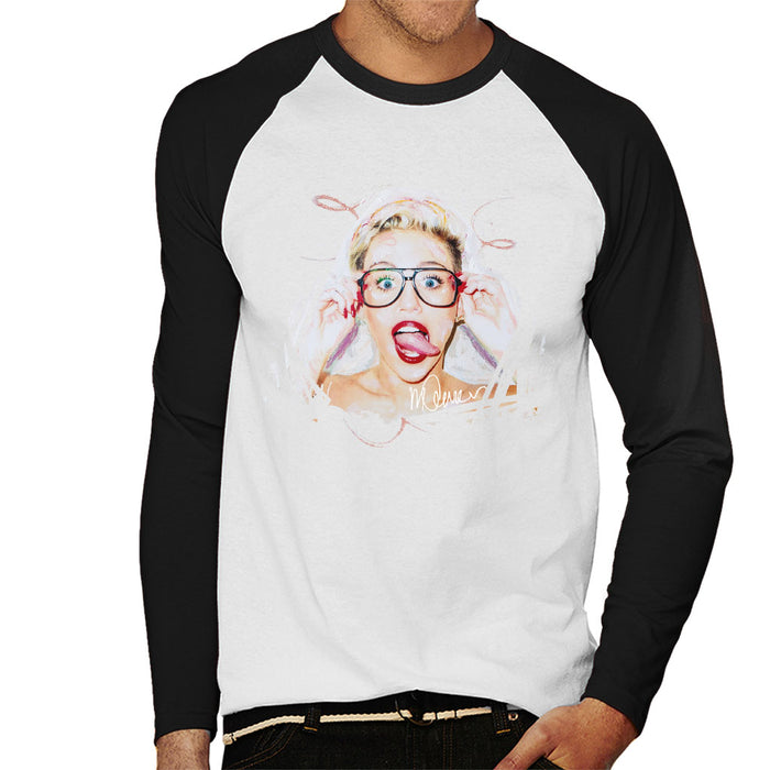 Sidney Maurer Original Portrait Of Miley Cyrus Men's Baseball Long Sleeved T-Shirt