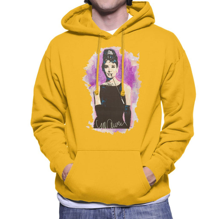 Sidney Maurer Original Portrait Of Audrey Hepburn Mens Hooded Sweatshirt - Small / Gold - Mens Hooded Sweatshirt
