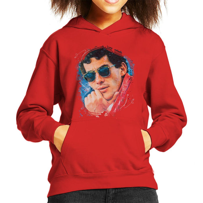 Sidney Maurer Original Portrait Of Ayrton Senna Kids Hooded Sweatshirt - Kids Boys Hooded Sweatshirt