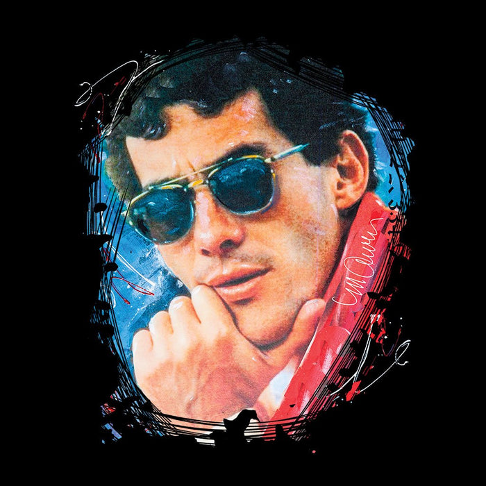 Sidney Maurer Original Portrait Of Ayrton Senna Mens Baseball Long Sleeved T-Shirt - Mens Baseball Long Sleeved T-Shirt