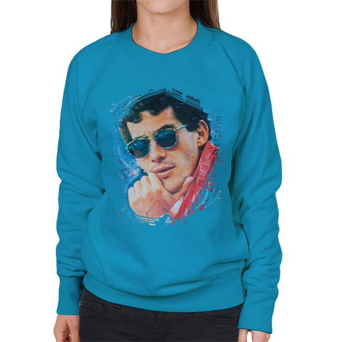 Sidney Maurer Original Portrait Of Ayrton Senna Womens Sweatshirt - Womens Sweatshirt