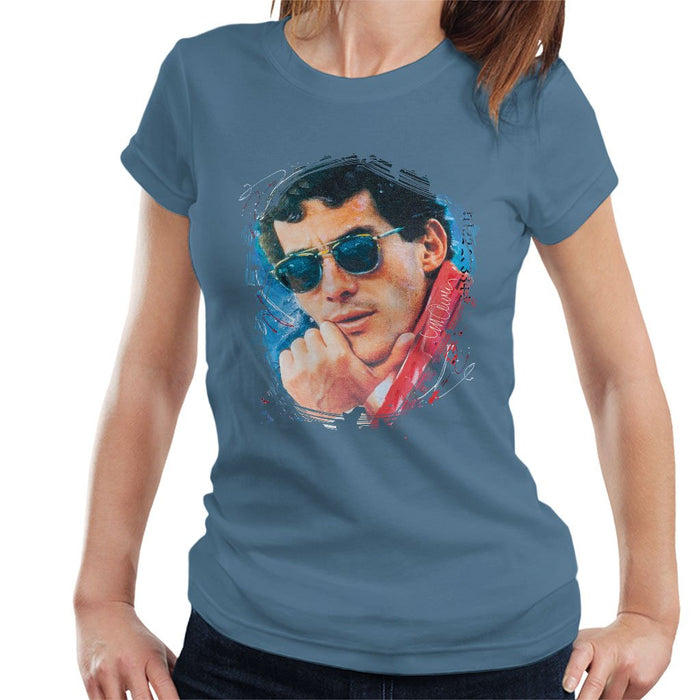 Sidney Maurer Original Portrait Of Ayrton Senna Womens T-Shirt - Womens T-Shirt