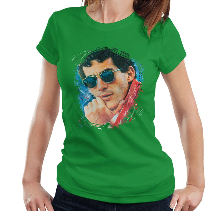Sidney Maurer Original Portrait Of Ayrton Senna Womens T-Shirt - Womens T-Shirt