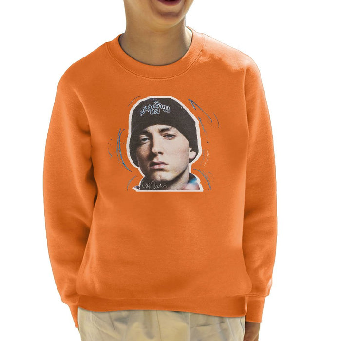 Sidney Maurer Original Portrait Of Eminem Shady Hat Kids Sweatshirt - Kids Boys Sweatshirt